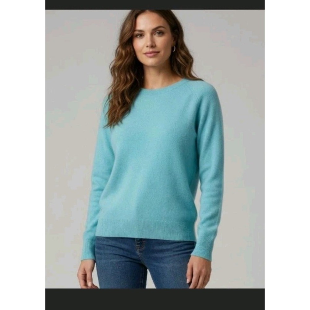 Halogen Women's 2-Ply Cashmere V-neck Sweater Aqua Blue Sz SP